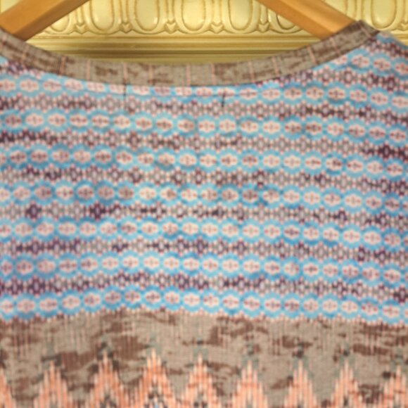 PRANA Mult Color Geometric Print Burnout Long Sleeve Crew Neck Shirt Sz L - Picture 8 of 10